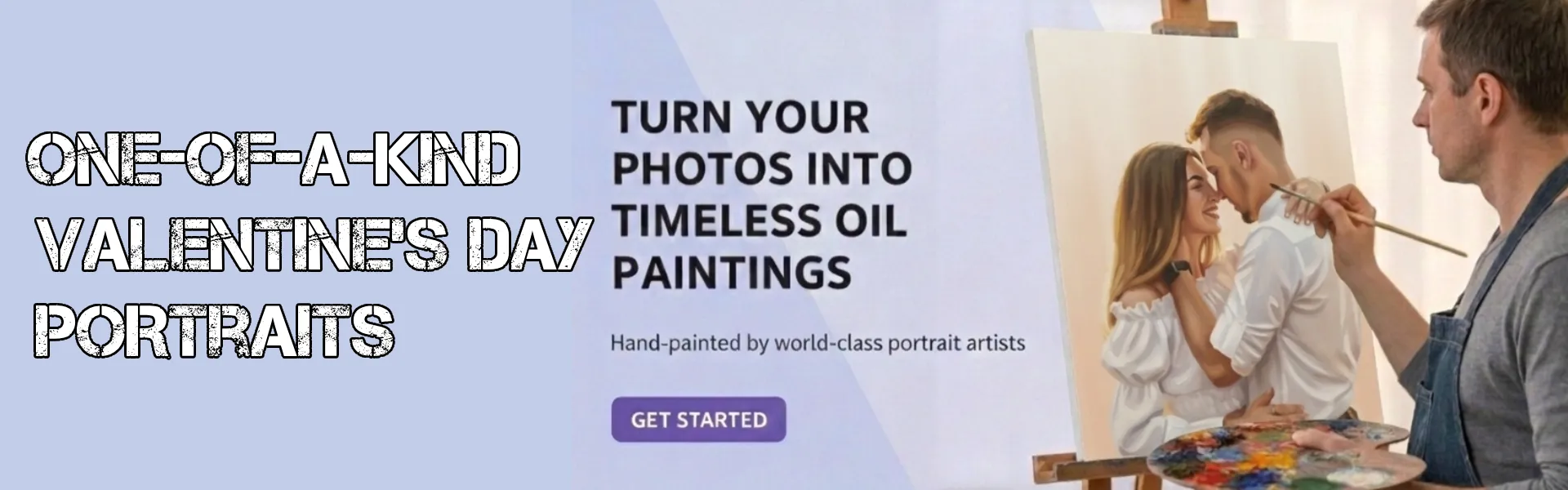 Romantic Valentine’s Day portrait hand‑painted from a couple’s photo.